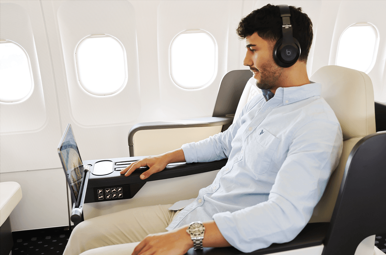 Generous personal space and soft ambient lighting